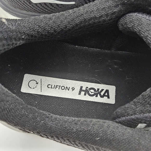 Hoka Clifton 9 Mens Wide Black Running Shoes Size 12D Preowned - Picture 6 of 11